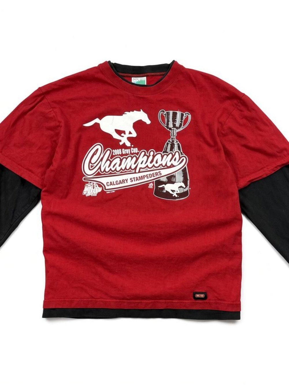 Calgary Stampeders Champions Red Layered-Look Crewneck Shirt